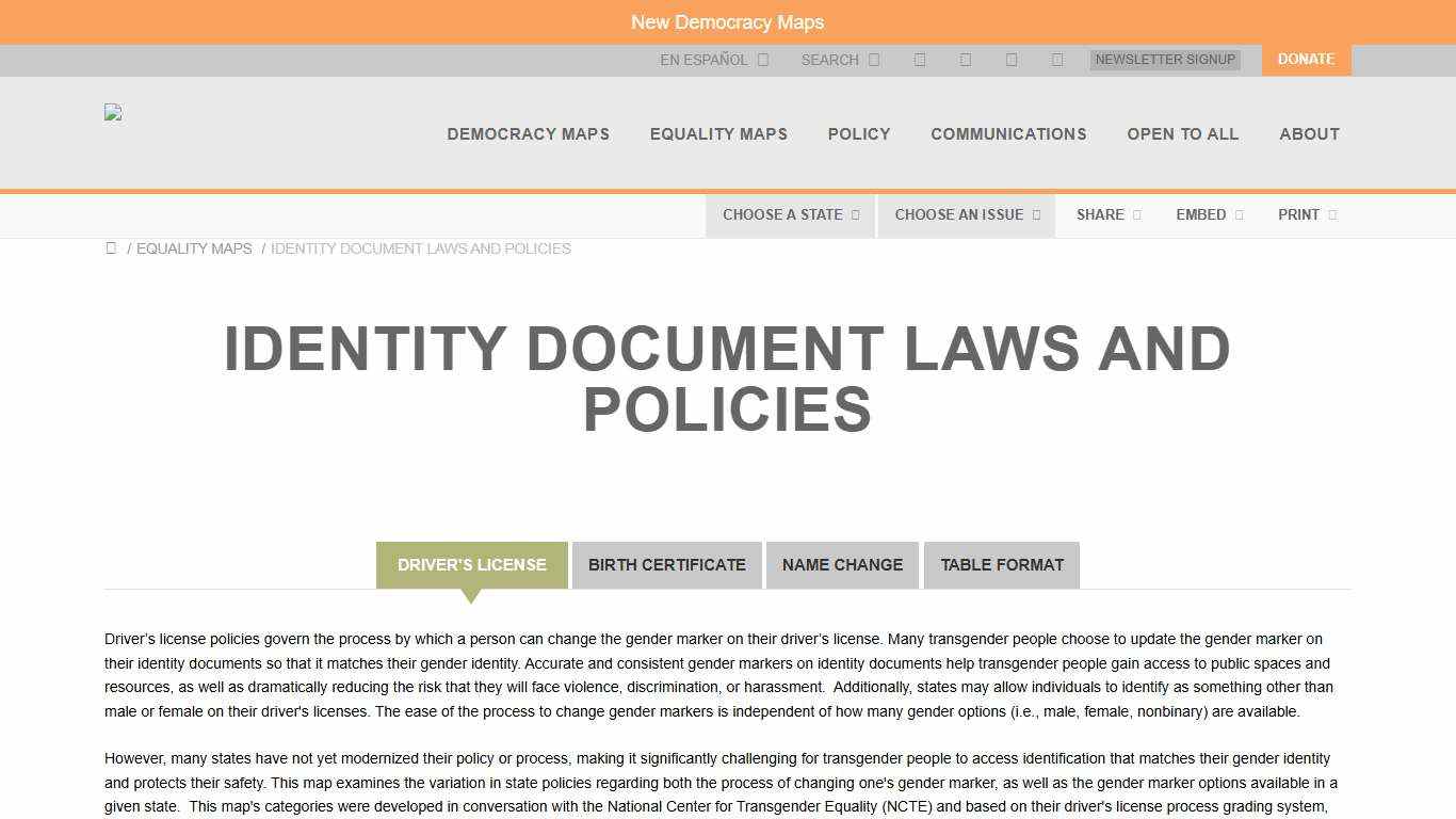 Movement Advancement Project Identity Document Laws and Policies